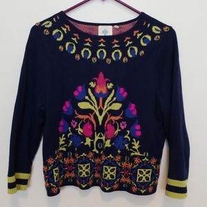 Anthropologie Floral Sweater Top